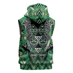 Aotearoa Whakatohea Sleeveless Hoodie Maori Tribal Green Abalone Paua Shell Pattern