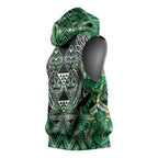 Aotearoa Whakatohea Sleeveless Hoodie Maori Tribal Green Abalone Paua Shell Pattern