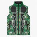 Aotearoa Whakatohea Sleeveless Puffer Jacket Maori Tribal Green Abalone Paua Shell Pattern
