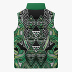 Aotearoa Whakatohea Sleeveless Puffer Jacket Maori Tribal Green Abalone Paua Shell Pattern