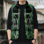 Aotearoa Whakatohea Sleeveless Puffer Jacket Maori Tribal Green Abalone Paua Shell Pattern