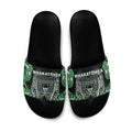 Aotearoa Whakatohea Slide Sandals Maori Tribal Green Abalone Paua Shell Pattern