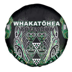 Aotearoa Whakatohea Spare Tire Cover Maori Tribal Green Abalone Paua Shell Pattern