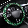 Aotearoa Whakatohea Steering Wheel Cover Maori Tribal Green Abalone Paua Shell Pattern