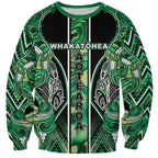 Aotearoa Whakatohea Sweatshirt Maori Tribal Green Abalone Paua Shell Pattern