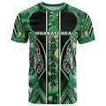 Aotearoa Whakatohea T Shirt Maori Tribal Green Abalone Paua Shell Pattern
