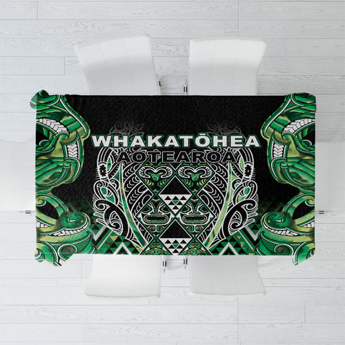 Aotearoa Whakatohea Tablecloth Maori Tribal Green Abalone Paua Shell Pattern