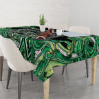 Aotearoa Whakatohea Tablecloth Maori Tribal Green Abalone Paua Shell Pattern