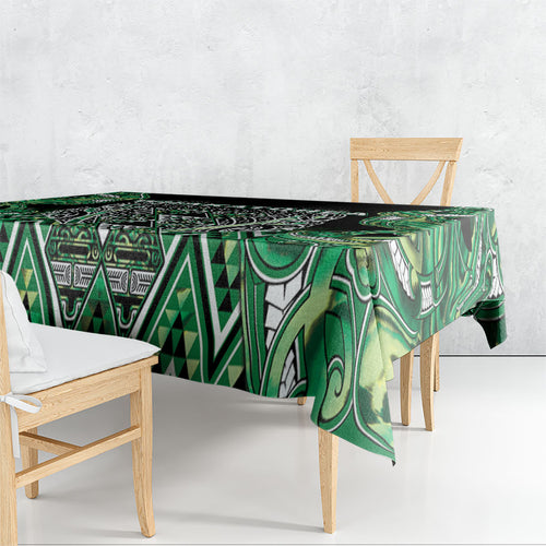 Aotearoa Whakatohea Tablecloth Maori Tribal Green Abalone Paua Shell Pattern