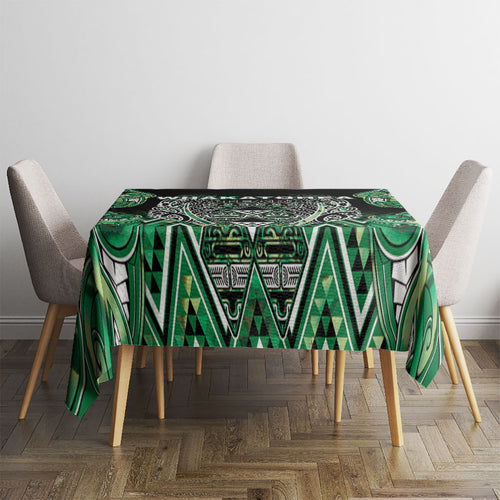 Aotearoa Whakatohea Tablecloth Maori Tribal Green Abalone Paua Shell Pattern
