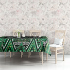 Aotearoa Whakatohea Tablecloth Maori Tribal Green Abalone Paua Shell Pattern