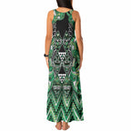Aotearoa Whakatohea Tank Maxi Dress Maori Tribal Green Abalone Paua Shell Pattern