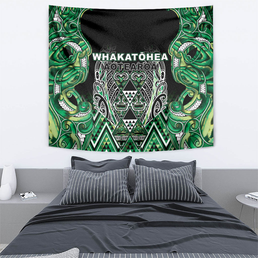 Aotearoa Whakatohea Tapestry Maori Tribal Green Abalone Paua Shell Pattern