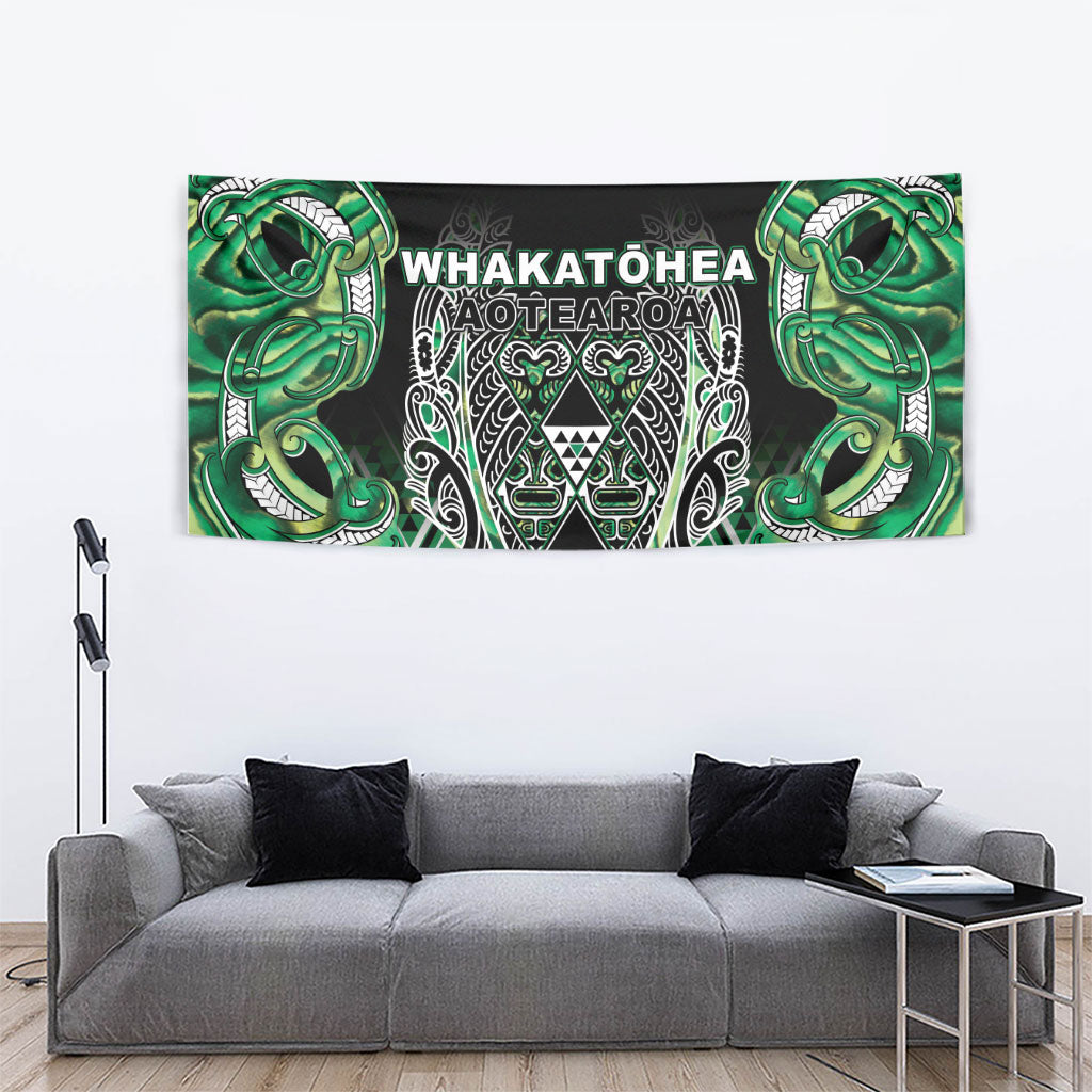 Aotearoa Whakatohea Tapestry Maori Tribal Green Abalone Paua Shell Pattern