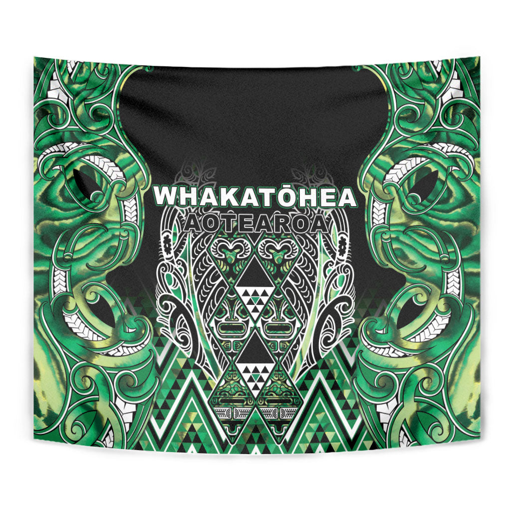 Aotearoa Whakatohea Tapestry Maori Tribal Green Abalone Paua Shell Pattern