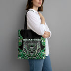 Aotearoa Whakatohea Tote Bag Maori Tribal Green Abalone Paua Shell Pattern
