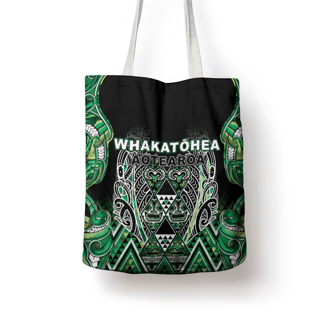 Aotearoa Whakatohea Tote Bag Maori Tribal Green Abalone Paua Shell Pattern