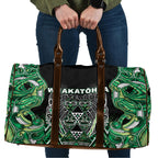 Aotearoa Whakatohea Travel Bag Maori Tribal Green Abalone Paua Shell Pattern