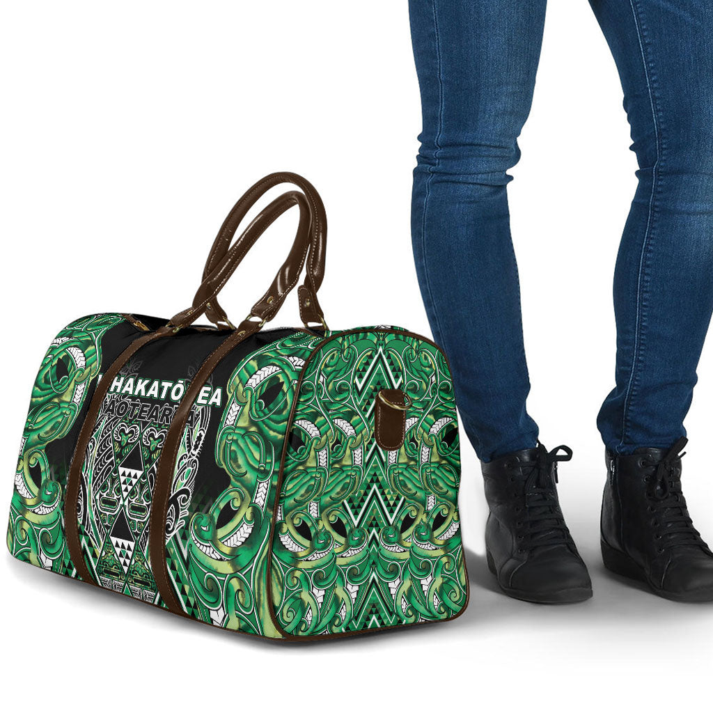 Aotearoa Whakatohea Travel Bag Maori Tribal Green Abalone Paua Shell Pattern