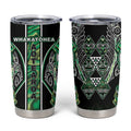 Aotearoa Whakatohea Tumbler Cup Maori Tribal Green Abalone Paua Shell Pattern