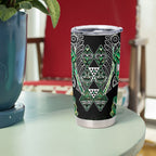 Aotearoa Whakatohea Tumbler Cup Maori Tribal Green Abalone Paua Shell Pattern