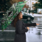 Aotearoa Whakatohea Umbrella Maori Tribal Green Abalone Paua Shell Pattern