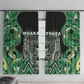 Aotearoa Whakatohea Window Curtain Maori Tribal Green Abalone Paua Shell Pattern