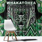 Aotearoa Whakatohea Window Curtain Maori Tribal Green Abalone Paua Shell Pattern