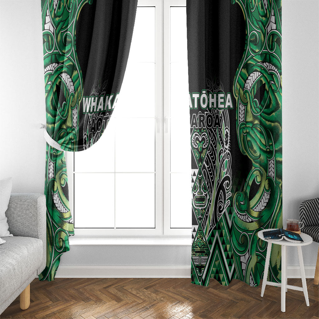 Aotearoa Whakatohea Window Curtain Maori Tribal Green Abalone Paua Shell Pattern