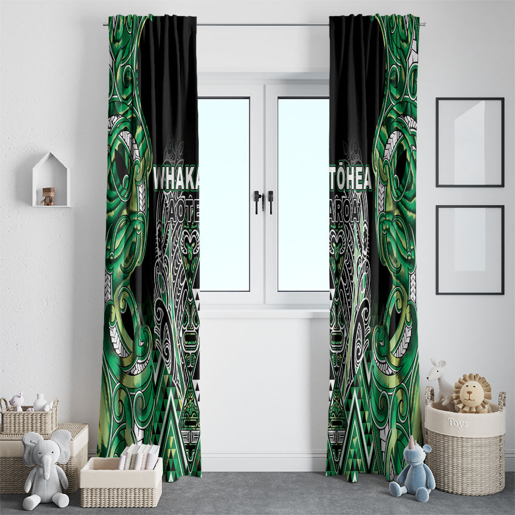 Aotearoa Whakatohea Window Curtain Maori Tribal Green Abalone Paua Shell Pattern