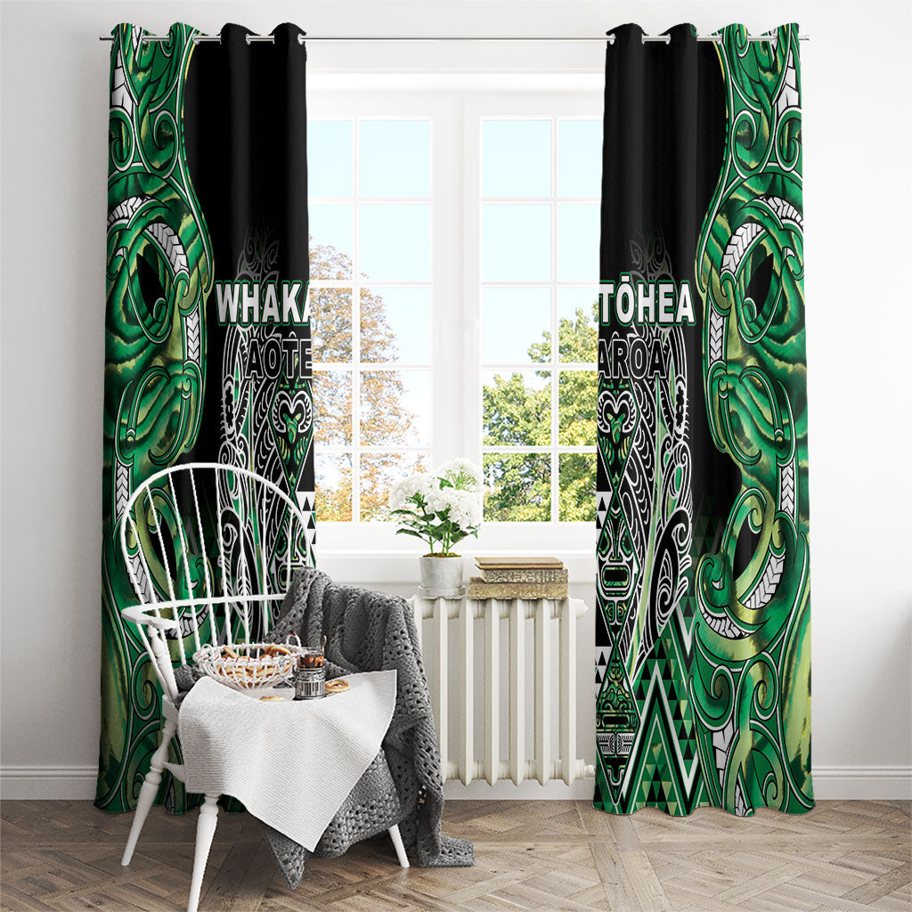 Aotearoa Whakatohea Window Curtain Maori Tribal Green Abalone Paua Shell Pattern