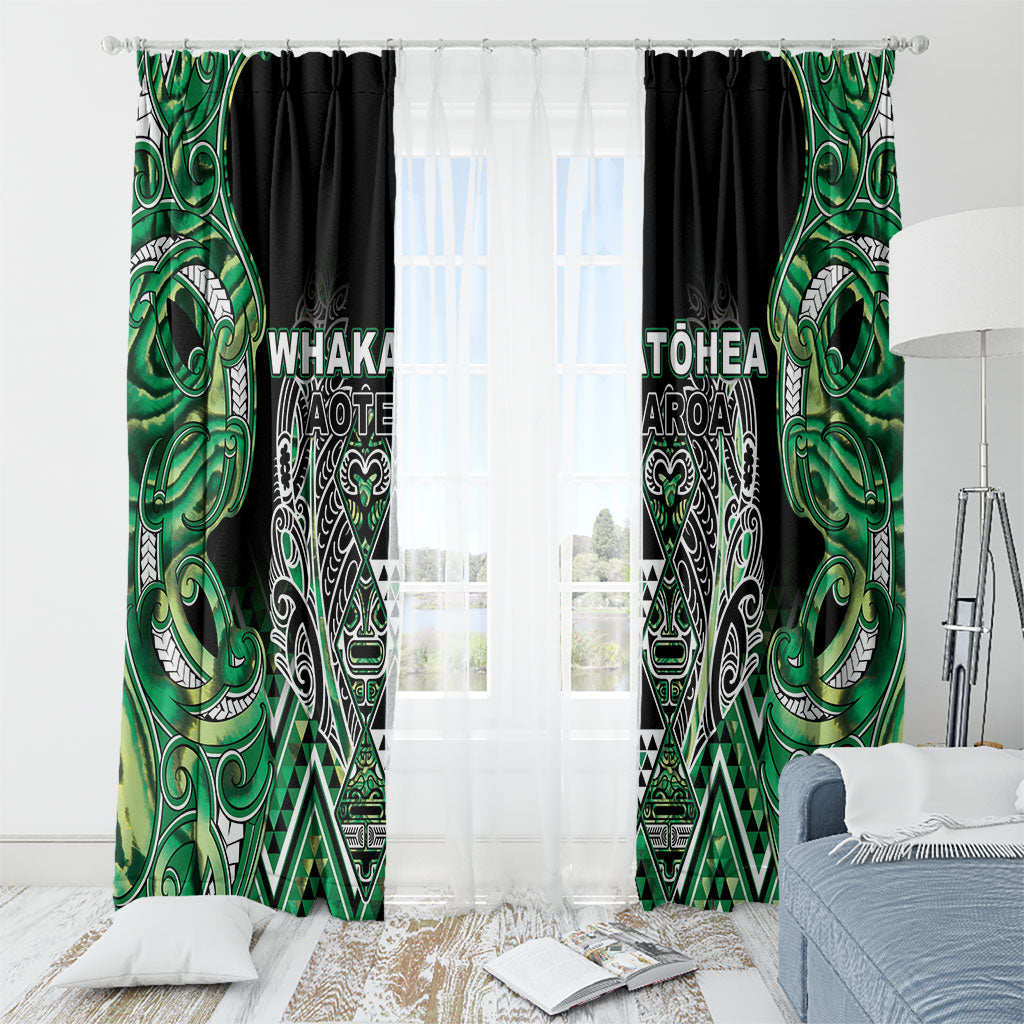 Aotearoa Whakatohea Window Curtain Maori Tribal Green Abalone Paua Shell Pattern