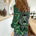 Aotearoa Whakatohea Women Casual Shirt Maori Tribal Green Abalone Paua Shell Pattern