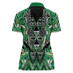 Aotearoa Whakatohea Women Polo Shirt Maori Tribal Green Abalone Paua Shell Pattern