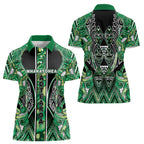 Aotearoa Whakatohea Women Polo Shirt Maori Tribal Green Abalone Paua Shell Pattern