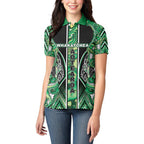 Aotearoa Whakatohea Women Polo Shirt Maori Tribal Green Abalone Paua Shell Pattern