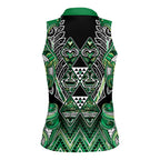 Aotearoa Whakatohea Women Sleeveless Polo Shirt Maori Tribal Green Abalone Paua Shell Pattern