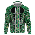 Aotearoa Whakatohea Zip Hoodie Maori Tribal Green Abalone Paua Shell Pattern