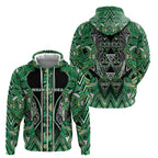 Aotearoa Whakatohea Zip Hoodie Maori Tribal Green Abalone Paua Shell Pattern