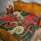 Aboriginal Christmas Quilt Santa Riding Leaping Kangaroo Dot Pattern