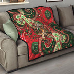 Aboriginal Christmas Quilt Santa Riding Leaping Kangaroo Dot Pattern