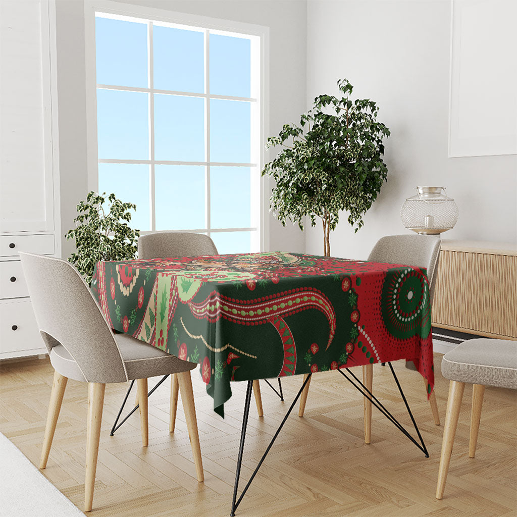 Aboriginal Christmas Tablecloth Santa Riding Leaping Kangaroo Dot Pattern