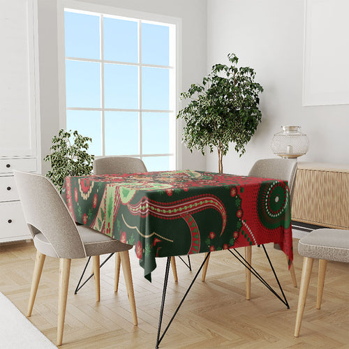 Aboriginal Christmas Tablecloth Santa Riding Leaping Kangaroo Dot Pattern