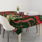 Aboriginal Christmas Tablecloth Santa Riding Leaping Kangaroo Dot Pattern