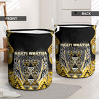Aotearoa Ngati Whatua Laundry Basket Maori Tribal Gold Paua Shell Pattern