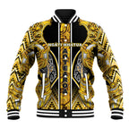 Aotearoa Ngati Whatua Baseball Jacket Maori Tribal Gold Paua Shell Pattern