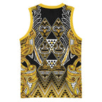 Aotearoa Ngati Whatua Basketball Jersey Maori Tribal Gold Paua Shell Pattern