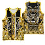 Aotearoa Ngati Whatua Basketball Jersey Maori Tribal Gold Paua Shell Pattern