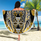 Aotearoa Ngati Whatua Beach Blanket Maori Tribal Gold Paua Shell Pattern