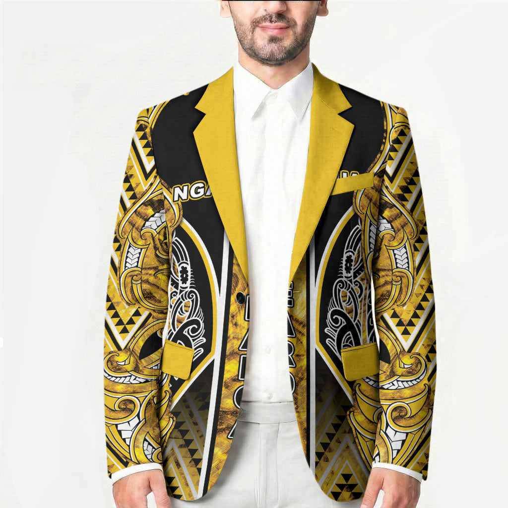 Aotearoa Ngati Whatua Blazer Maori Tribal Gold Paua Shell Pattern